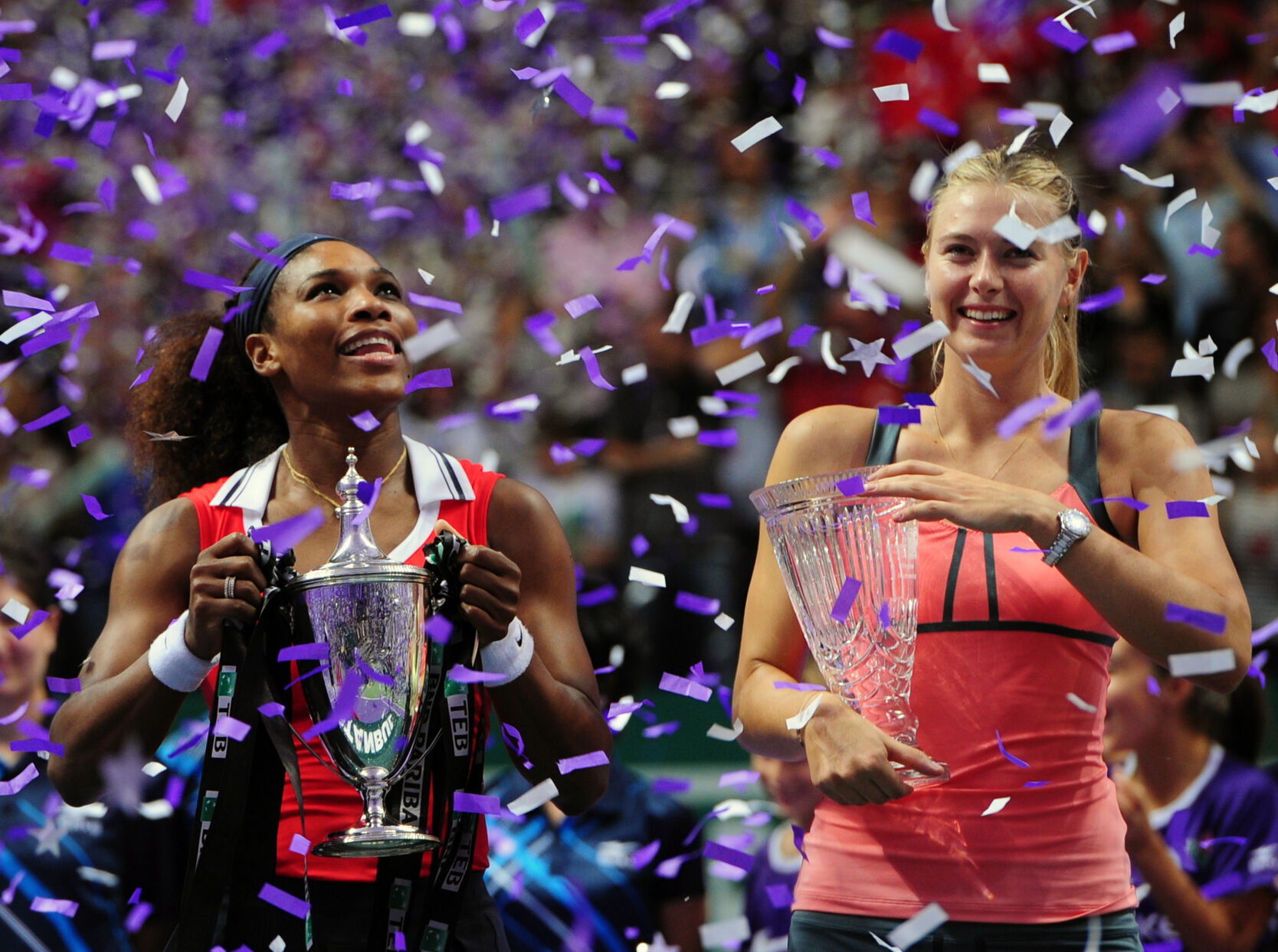 2012: Serena Williams beats Maria Sharapova 6-4, 6-3 to win WTA Championships